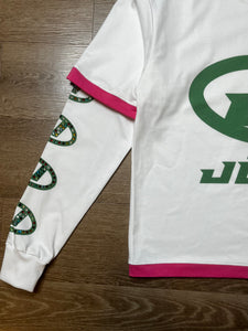 jōōs “iced out” double layer tee (white/pink)