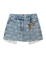 Load image into Gallery viewer, jōōs “iced out” denim skirt
