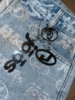Load image into Gallery viewer, jōōs “iced out” denim skirt
