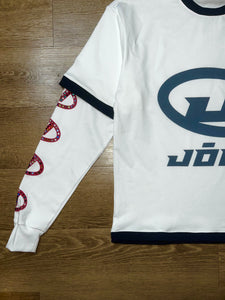 jōōs “iced out” double layer tee (white/navy)