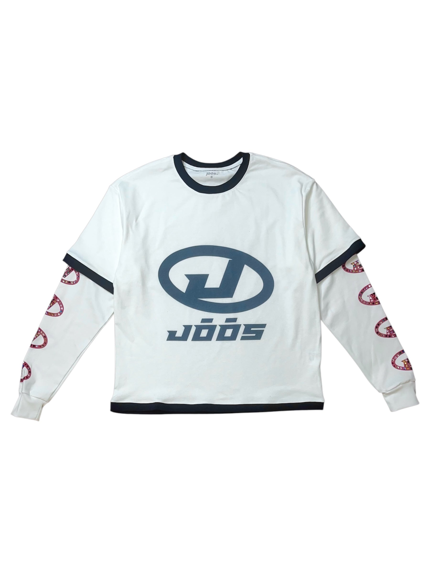 jōōs “iced out” double layer tee (white/navy)