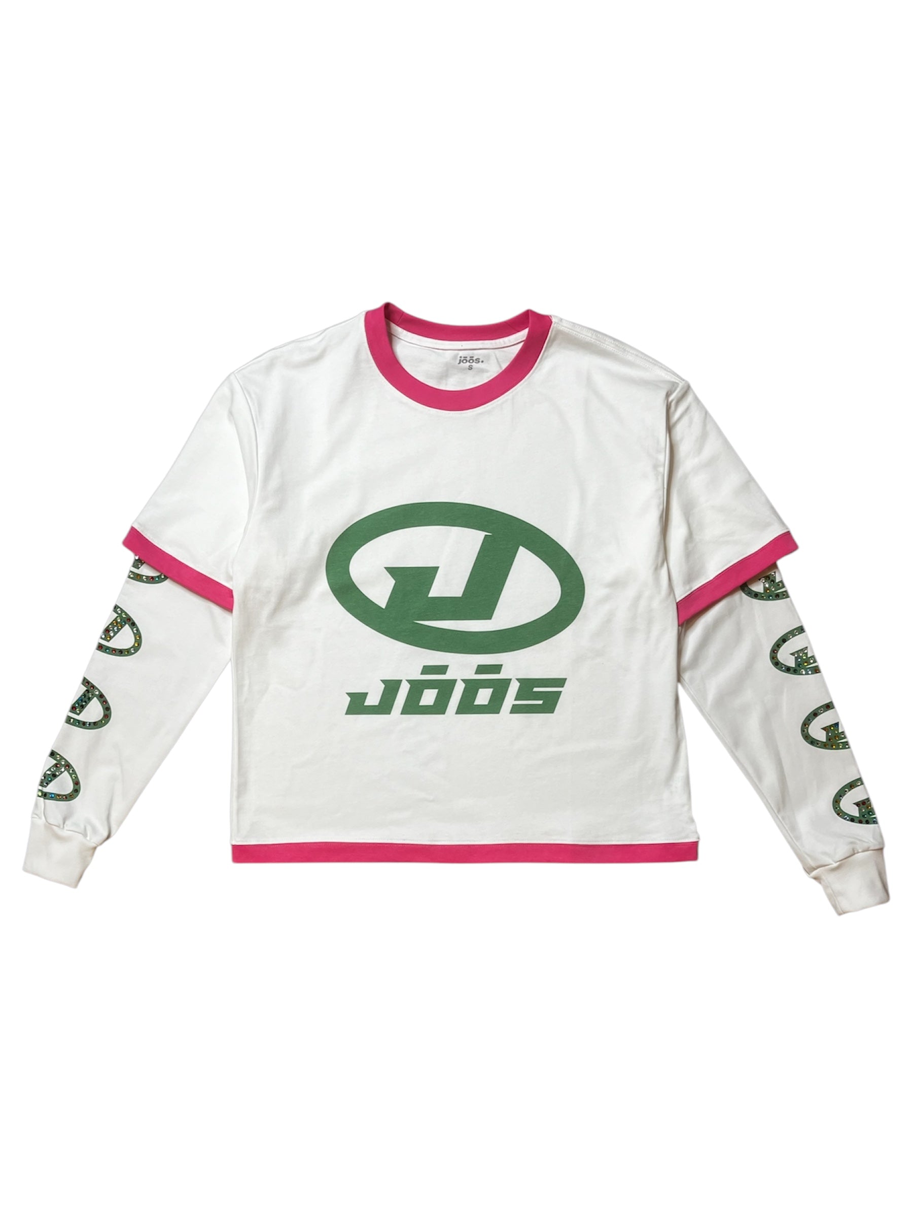 jōōs “iced out” double layer tee (white/pink)