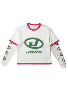 jōōs “iced out” double layer tee (white/pink)
