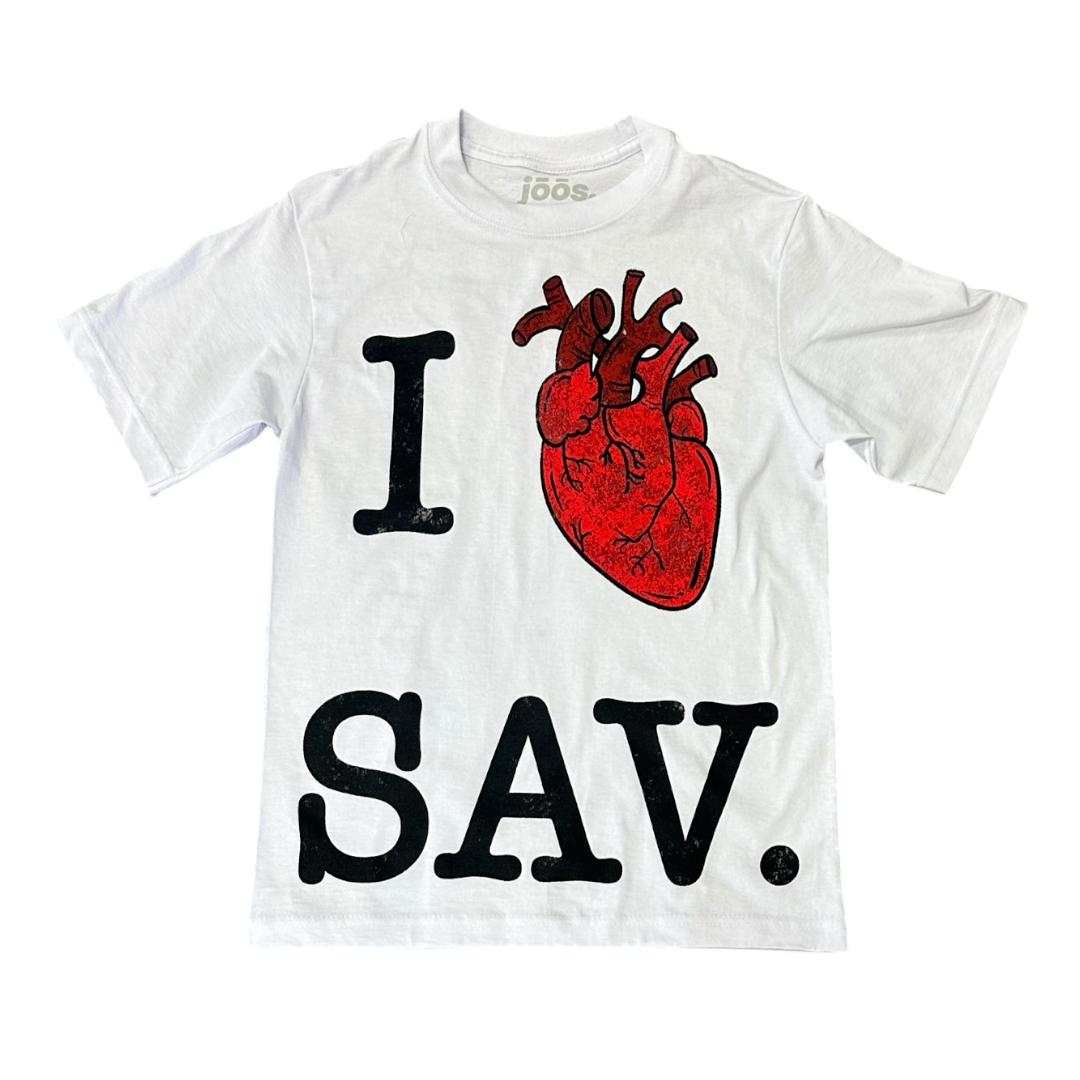 “i ❤️ Sav 2.0” tee (white)